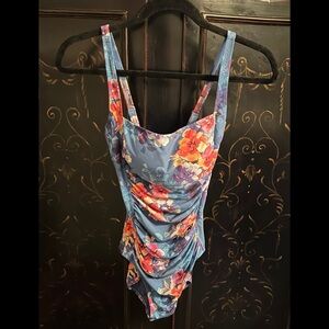 JOHNNY WAS Sogatore Nero Vibrant Blue Floral One-Piece NWT Size S